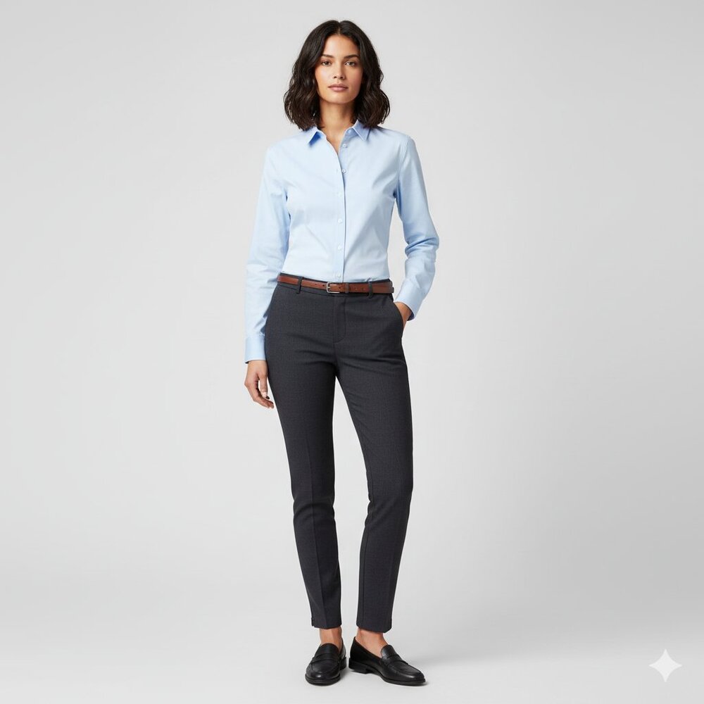 Aritzia Babaton Women’s Pants Pleated Straight Leg Trousers Whimsigoth navy blue - Picture 3 of 14